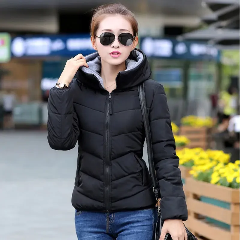 Modern Korean Lifestyle - Red Female Coats Short Quilted Padded